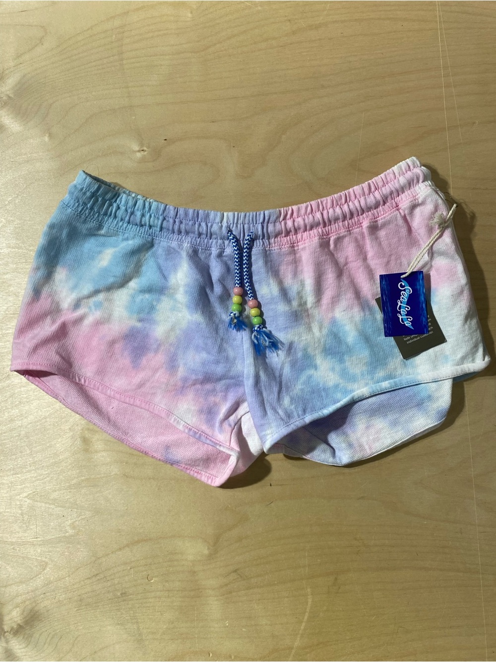 Sea La La Tie-Dye Pink & Blue Athletic Lounge Shorts Large (BR)